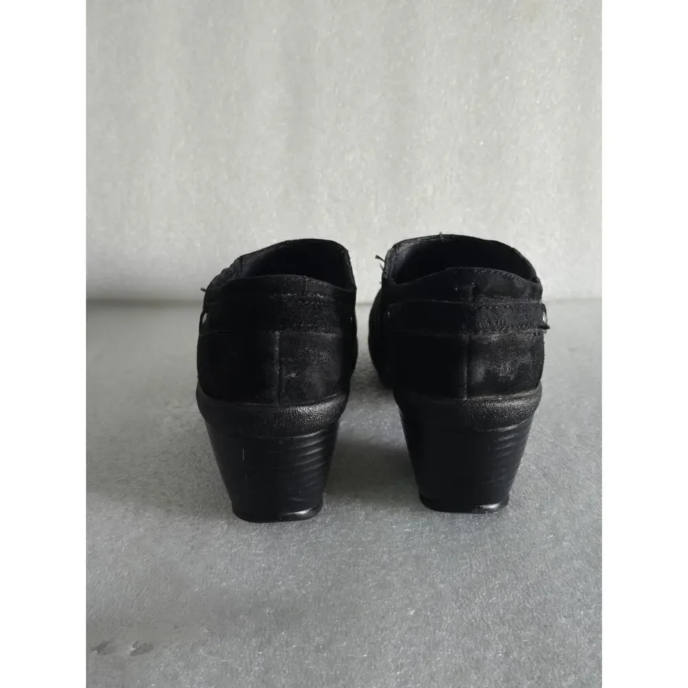 Klogs Missy Women's 7.5 M Black Suede Embroidery Clog Comfort Cottagecore Fairy